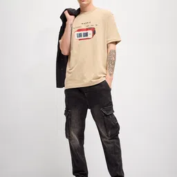 THE BEAR HOUSE Men Graphic Printed Round Neck Cotton Oversized T-shirt image 2