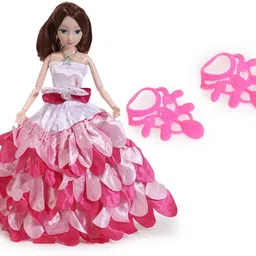 gknex toy Pink Princess Doll for Pretend Play Movable Doll Set with Foldable Hands image 2