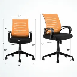 maestro Home & Office Mesh Chair with Fixed Handles - Comfortable Desk Fabric Office Adjustable Arm Chair image 4