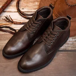 louis stitch Italian Leather Brown High Ankle Chukka Boots for Men (WBND_BB) Boots For Men image 3
