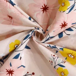 Arrabi Peach-Colored & Yellow Floral Printed 6-Seater Table Cover image 3