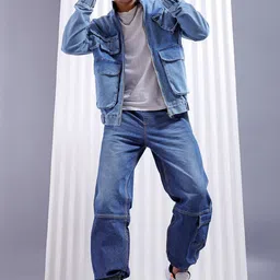 The Indian Garage Co Men Loose Fit Clean Look Whiskers Stretchable Cargo Jogger Jeans image 4