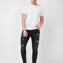 SPYKAR Men Tapered Fit Mildly Distressed Heavy Fade Stretchable Jeans image 5