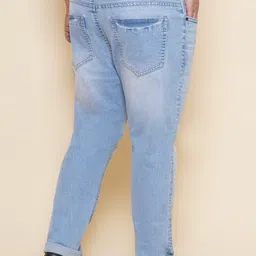 John Pride Men Plus Size Mildly Distressed Light Fade Stretchable Jeans image 5