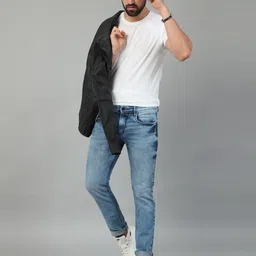 Bushirt Men Slim Fit Heavy Fade Clean Look Whiskers & Chevrons Stretchable Jeans image 2