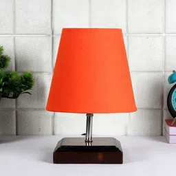 Devansh Orange & Brown Wooden Contemporary Table Lamp image 3
