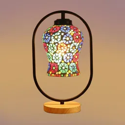Devansh Black & White Textured Glass Wooden & Iron Table Lamp image 3