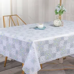 delhi pvc corp Vinyl 6 Seater Crocheted, Floral Table Cover image 1
