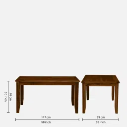 woodsworth from pepperfry Tourconing Sheesham Wood 6 Seater Dining Set in Scratch Resistant Provincial Teak Finish With Bench image 2