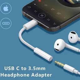 Syshri I Phone 15, 15 Plus, 15 Pro, 15 Pro Max, iPad, Type C Devices, White Type C to 3.5mm Headphone Jack Audio Adapter Phone Converter image 4