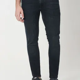 mufti Men Skinny Mid Rise Dark Blue Jeans-picture-13