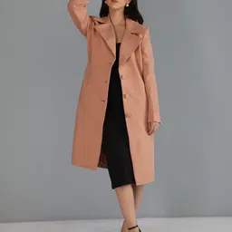 honnete 100 % Polyester Solid Coat For Women-picture-14