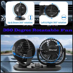 ccmm Dual 4-Inch Heads 360° Rotatable Design 12V DC Power Supply Fan For Car-234 Car Interior Fan image 4