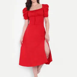 elyraa Women A-line Red Midi/Calf Length Dress-picture-13