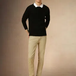 dennis lingo Men Self Design Round Neck Black Sweater image 5