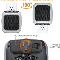 arthasya Turbo 800 Convenient Wall Outlet Heater with Adjustable Thermostat Programmable Fiber Board Room Heater image 3