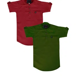 OJ TREND Kids-Boys Maroon Kurtas-picture-34