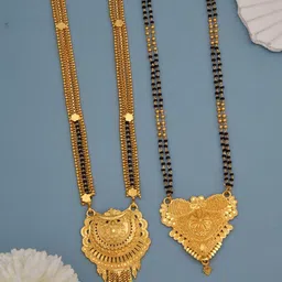 Bhanu diam Gold-Plated & Black Brass Mangalsutra-picture-20