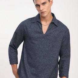 VASTRADO Men Classic Fit Textured Spread Collar Cotton Casual Shirt-picture-6