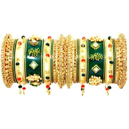 Zindura Set Of 2 Gold-Plated Pearl Beaded Chuda Bangle-picture-11