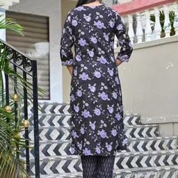 Anouk Women Floral Printed Cotton Kurta with Trouser & Dupatta image 2