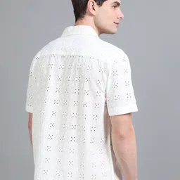 StitchX Men Short Sleeve Semi Sheer Schiffli Crochet Shirt image 2