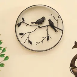 vedas Mystic Indiana Beige & Black Loving Bird With Rattan Wall Hanging Decor-image-92