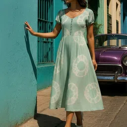 Maaesa Tie and Dye Dyed Fit & Flare Midi Dress-picture-35