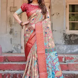 ALMAARI FASHION Floral Printed Designer Jamdani Saree image 2