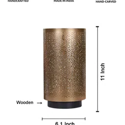 Devansh Gold-Toned Textured Metal Traditional Cylindrical Shaped Table Lamp image 4