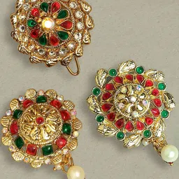 fabula Set Of 3 Artificial Stones Studded And Beaded Vilandi Bun Pins-picture-18