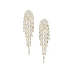 Peora Gold Plated Cubic Zirconia Contemporary Drop Earrings image 4