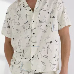 Karl Lagerfeld Men Conversational Printed Cuban Collar Casual Shirt-picture-25