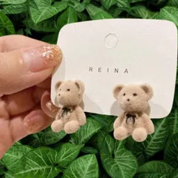 AKISON JEWELS Contemporary teddy bear Studs Earrings-picture-12