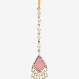 Kushal's Fashion Jewellery Rhodium-Plated Zircon Studded Maang Tikka Head Jewellery image 2