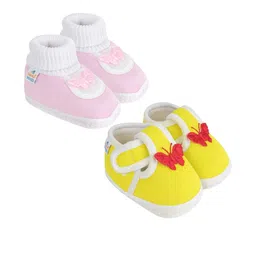 NESKA MODA Unisex Kids Pack of 2 Butterfly Detail Cotton Booties-picture-34