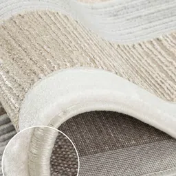 OBSESSIONS Beige & Off White Geometric Printed Anti-Skid Carpet image 3