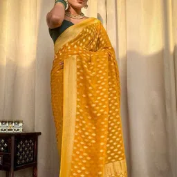 Mufa Woven Design Zari Banarasi Saree With Unstitched Blouse Piece image 2