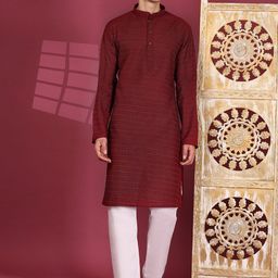 Pro-Ethic STYLE DEVELOPER Men Embroidered Regular Sequinned Pure Cotton Kurta with Pyjamas-picture-37