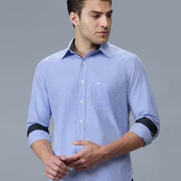 Kenneth Cole Men Premium Slim Fit Vertical Striped Spread Collar Cotton Casual Shirt-picture-22