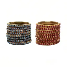 Adiba Fashion Factory Set Of 2 Multi Glass Artificial Stones & Beads Bangle-picture-47