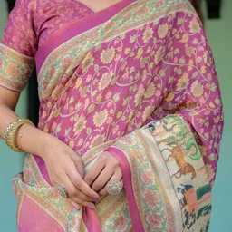 MAHARANI COUTURE Floral Pure Cotton Kanjeevaram Saree image 3