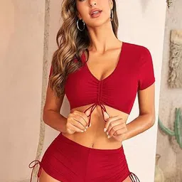 Night with Fun V-Neck High-Waist Swim Bikini Set-picture-28