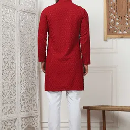 Anouk Men Ethnic Motifs Embroidered Regular Sequinned Kurta with Pyjamas image 3