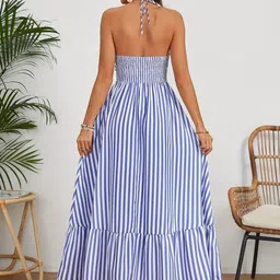 Burgstudio9 Striped Halter Neck Fit & Flare Maxi Dress image 5