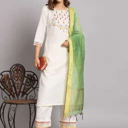 VredeVogel Women Floral Embroidered Kurta with Trousers & Dupatta-picture-1
