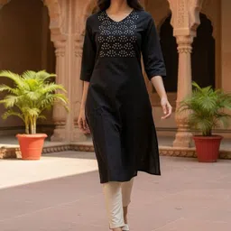 Rangita Women Solid Festive Straight Cotton Kurta-image-86