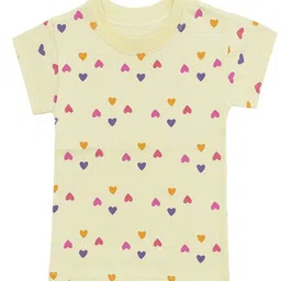 HuggleBug Girls Pure Cotton Hearts Printed Regular Fit Tshirts-picture-13