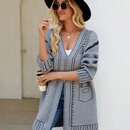 StyleCast Printed V-Neck Acrylic Cardigan image 2