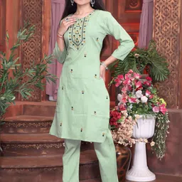 T4You Girls Solid Embroidered Kurti with Salwar image 4